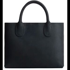 Portland Leather Classic Black Tote with Crossbody Strap